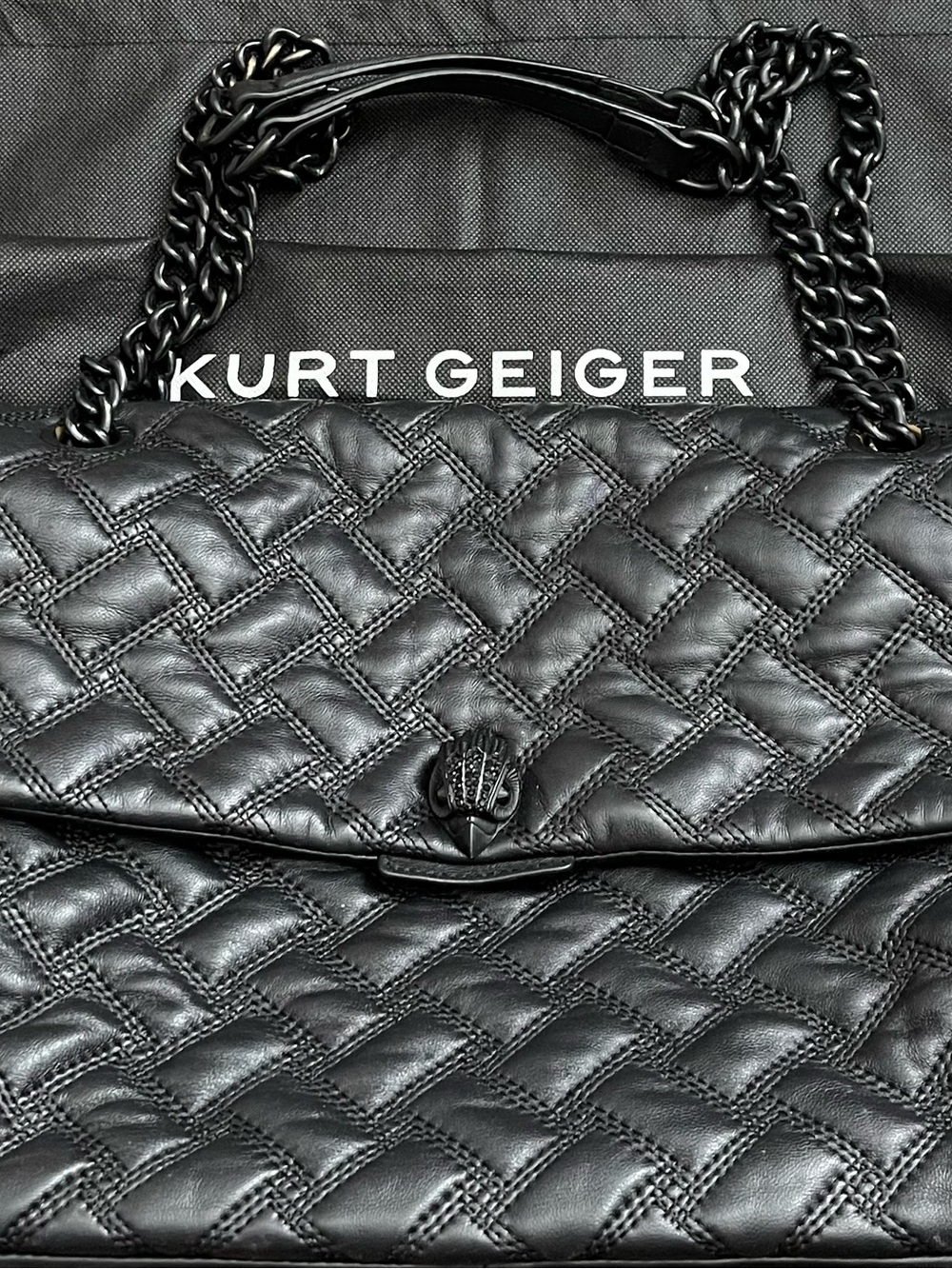 Kurt Geiger Black Quilted Interior Shoulder Bag